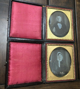 Two Daguerreotypes Man & Wife Same Sitting Window Visible in Background