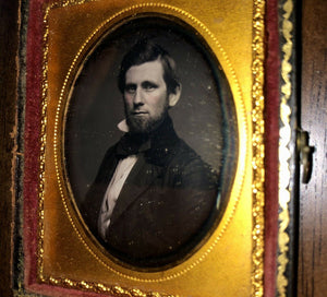 Sealed 1/9 Daguerreotype Handsome Man with Beard Probably Hartford Connecticut