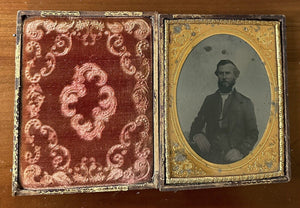Half Plate Tinted Ambrotype Photo of a Bearded Man Georgia Estate 1850s