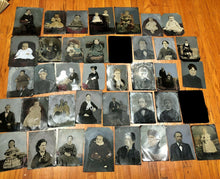 Load image into Gallery viewer, Big Lot of 37 Whole / Full Plate Folk Art Painted Antique Tintype Photos
