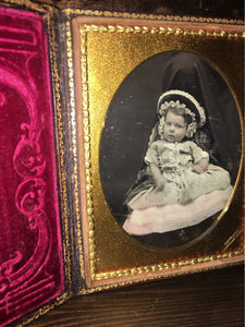 Rare Hidden Mother 1/4 Daguerreotype by J. Gurney New York Tinted Unusual 1850s