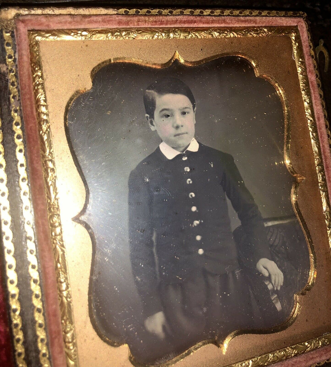 1850s Daguerreotype of a Boy, Full Case