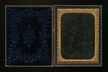 Load image into Gallery viewer, 1850s 1/4 Photo Case &amp; Mat, Not Empty - Dark Ambrotype of Two Men Included
