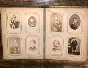 HQ 1860s Photo Album 104 CDVS Tintypes Dogs Hidden Mother Civil War Soldier Many ID