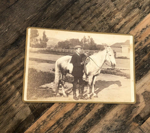 1800s Photo ID'd Man & Horse "Capitalist" HB Postley ~ Santa Barbara California
