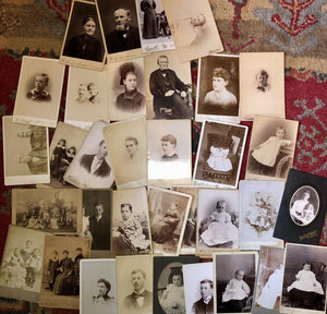 ALL ID'D People - Lot of 34 Antique Cabinet Card Photos / Genealogy Interest