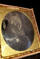 1840s Daguerreotype Very Old Quaker Woman in Bonnet, Poss Post Mortem (3240b)