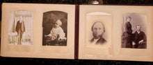 Load image into Gallery viewer, Nice leather photo album and antique Victorian era cabinet cards
