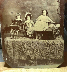 Antique Unusual Toy Dolls Display 1860s 1870s Rare Photo 1800s