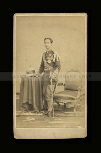 VERY RARE 1860s CDV PHOTO KING OF SIAM RAMA V FULL UNIFORM & SWORD / SINGAPORE