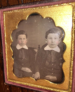 Daguerreotype Bit Creepy Twin Boys with Bowl Haircuts, Holding Hands - Sealed
