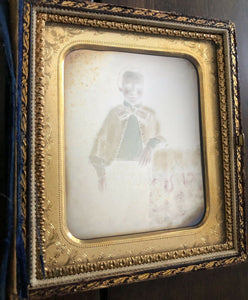 1/6 Tinted Daguerreotype of a Little Boy ~ Still Sealed, Blue Velvet Case