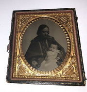 1850s Post Mortem Ambrotype Photo Woman Holding Her Dead Child 3763