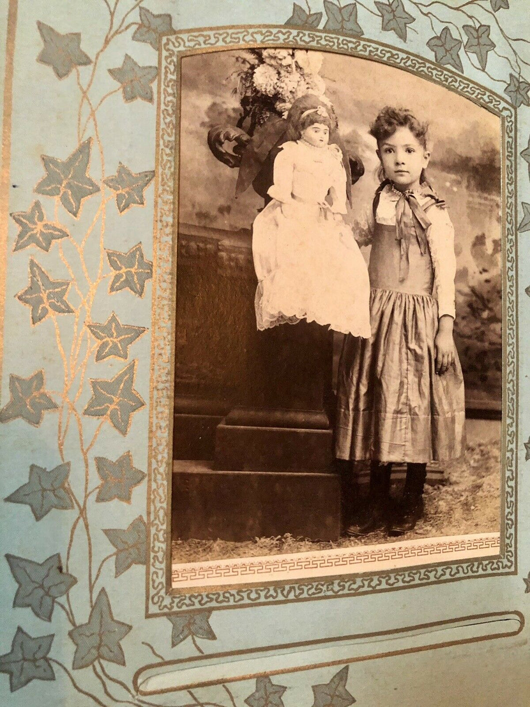 Antique Album 31 Photos Cabinet Cards Tintypes CDVs Girl Holding Doll - Indiana