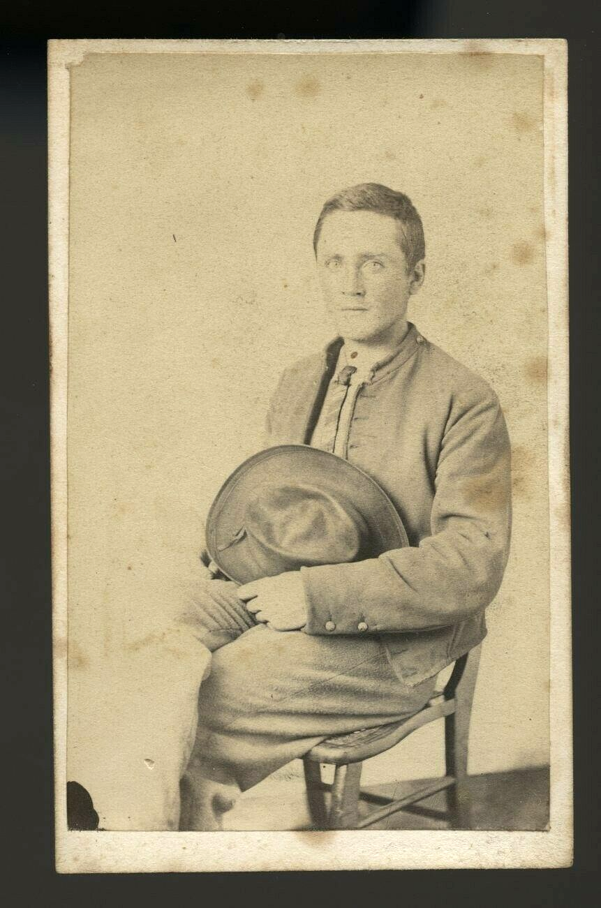 Civil War CDV Young ID'd Ohio Infantry Soldier Holding Hat