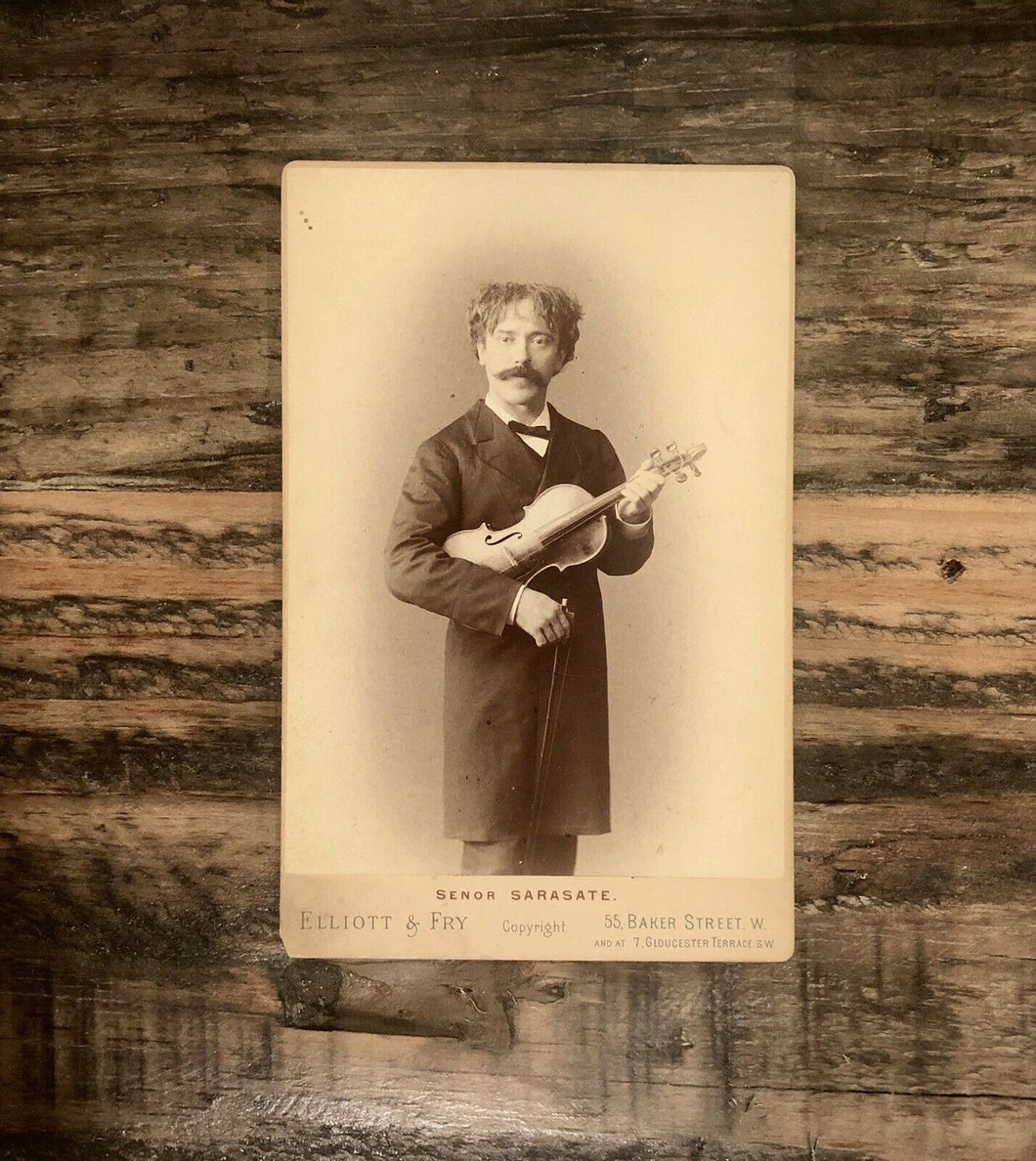 Rare Photo Musician Violinist PABLO DE SARASATE VIOLINIST / 1800s Violin Player