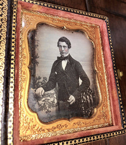 1/6 Daguerreotype Handsome Man Holding Object - Massachusetts / MOP Case Collins
