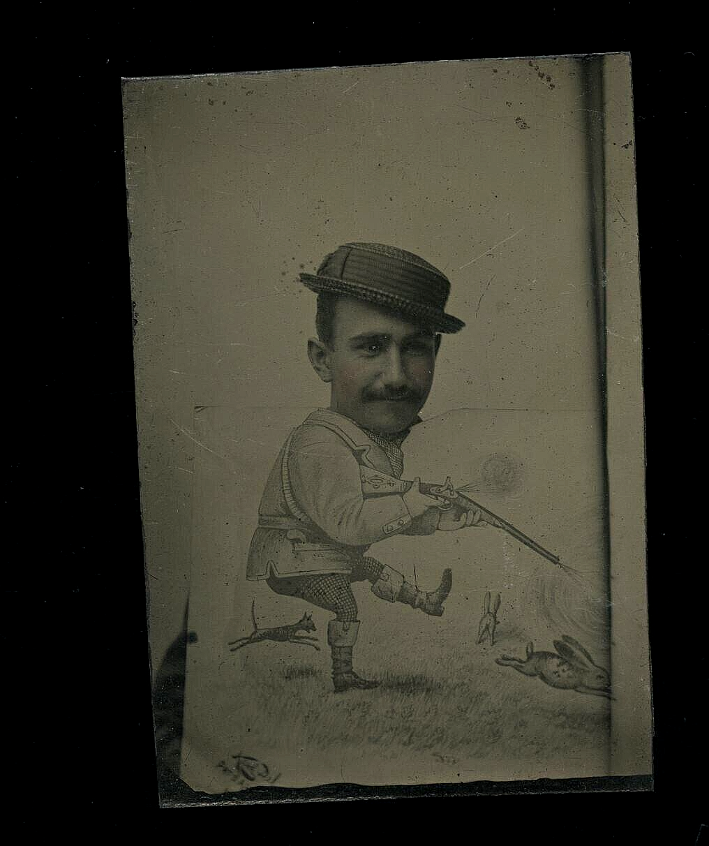 cartoon / novelty hunting antique tintype photo 1800s