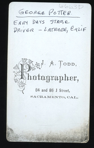 ID'd Stagecoach Driver Latrobe California Pioneer 1800s CDV Photo Sacramento