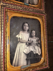 1/4 Daguerreotype Pair Memphis Tennessee Family Mother Father & Little Girls