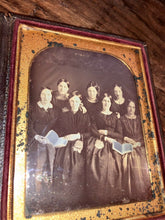 Load image into Gallery viewer, Wonderful 1840s Daguerreotype Women Holding Open Books Bead Purses Prayer Group?
