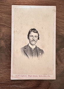 Civil War Soldier Corps Badge Tax Stamp CDV Photo Illinois Photographer 1860s