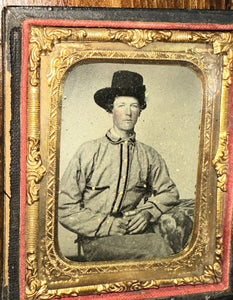 Armed Confederate Civil War Soldier Battle Shirt Virginia 1860s Ambrotype Photo