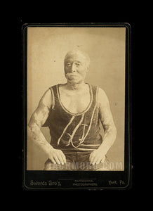 Rare 1890 Cabinet Card Photo Piebald Black Leopard Man Sideshow Circus Int