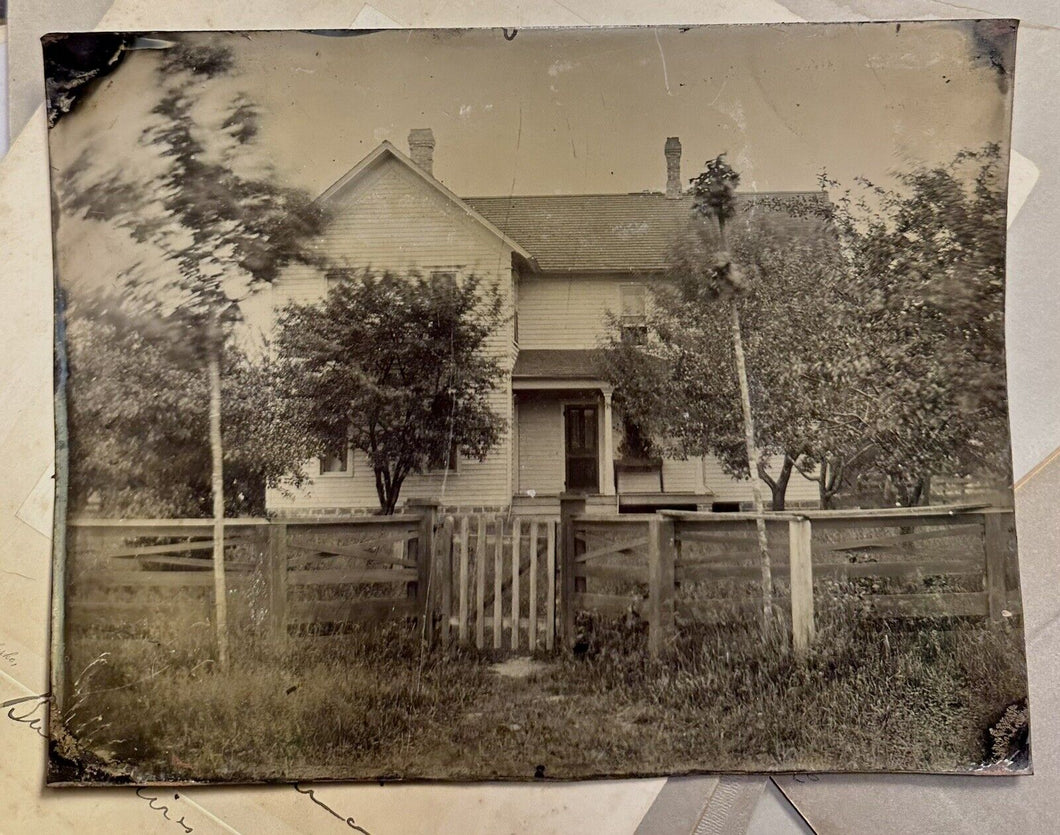 Large Tintype of a House Outdoor View Photo 1800s Antique Victorian Home
