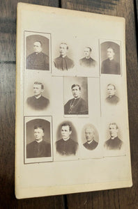 unusual cabinet card of priests pinned to board - photographer copy not composite