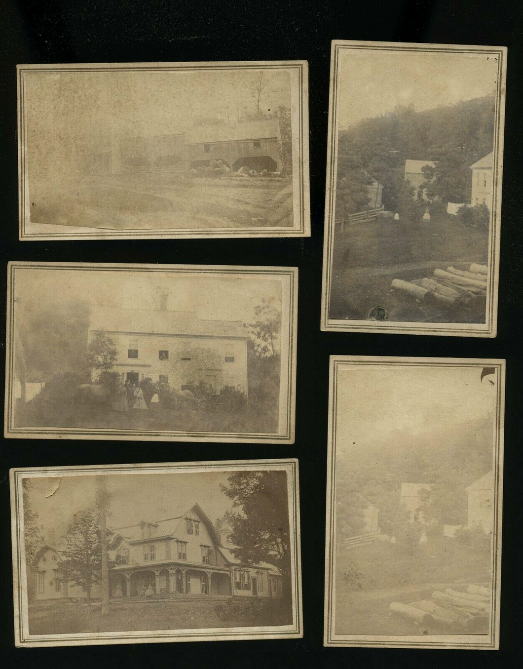 Lot of 5 1860s CDVs Town Views by Cummington Massachusetts Photographer Spellman