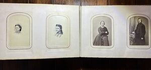 Nice Leather & Brass 1860s Photo Album w' Civil War Soldier & Tax Stamps Boston