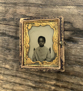 1850s 1860s Ambrotype Photo - Cute Little African American Boy - Slavery Era