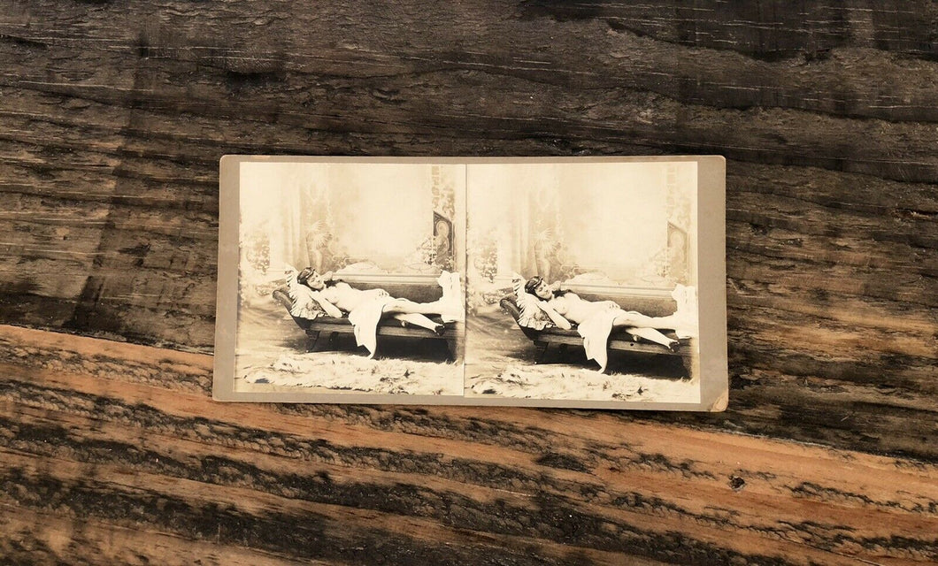 Rare Nude / Topless Woman 1890s 1900s Antique Stereoview Photo / Risque
