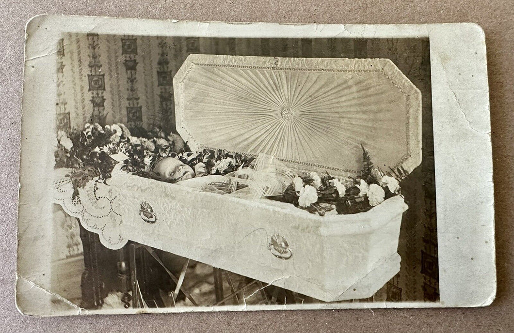 ID’d Baby In Coffin Corning New York 1912 RPPC Post Mortem Photo