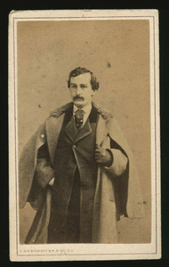 Lincoln Assassin John Wilkes Booth Topcoat Pose by Fredricks 1860s CDV Photo