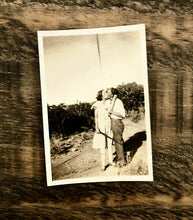 Load image into Gallery viewer, The Other Bonnie &amp; Clyde... Kissing Couple Woman Holding Gun Vtg Snapshot Photo
