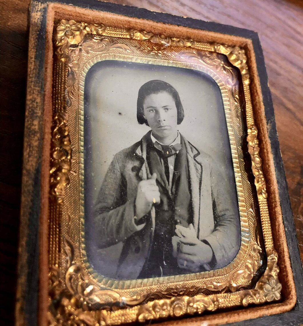 ID'd Texas Boy Joseph Young Roberts 1860s Civil War Era Tintype Photo