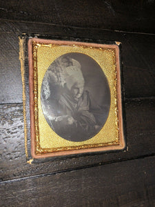 1840s Daguerreotype Very Old Quaker Woman in Bonnet, Poss Post Mortem (3240b)