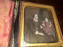 Load image into Gallery viewer, 1/6 Daguerreotype Pretty Woman &amp; Her Daughter Little Girl in Tinted Red Dress!
