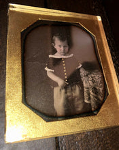 Load image into Gallery viewer, 1/6 1840s Daguerreotype Little Boy with Painted Gold Buttons
