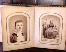 Load image into Gallery viewer, 1860s Washington PA Photo Album w CDVs &amp; Tintypes Some ID&#39;s Civil War Tax Stamps
