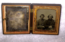 Load image into Gallery viewer, 1860s Tintype &amp; Dag ID&#39;d Father Son Maine Photographer Card Civil War Sailors?
