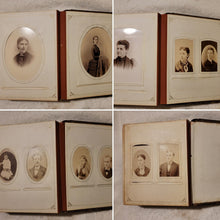 Load image into Gallery viewer, Leather Victorian Photo Album with CDVs &amp; Cabinet Cards New York
