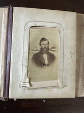 Load image into Gallery viewer, 1860s 1870s Photo Album with Tintypes &amp; CDVs Civil War Tax Stamps Ohio Antique
