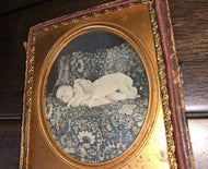 1/6 Post Mortem Daguerreotype Baby Lying on Quilt 1850s Photo