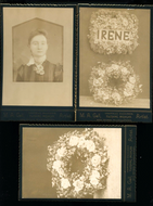 Lot Of 3 Memorial Photos Michigan Woman - Funeral Flowers 1800s Mourning