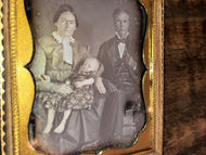 1/4 Daguerreotype Photo Barefoot Child + Parents Sleeping Or Post mortem? 1800s