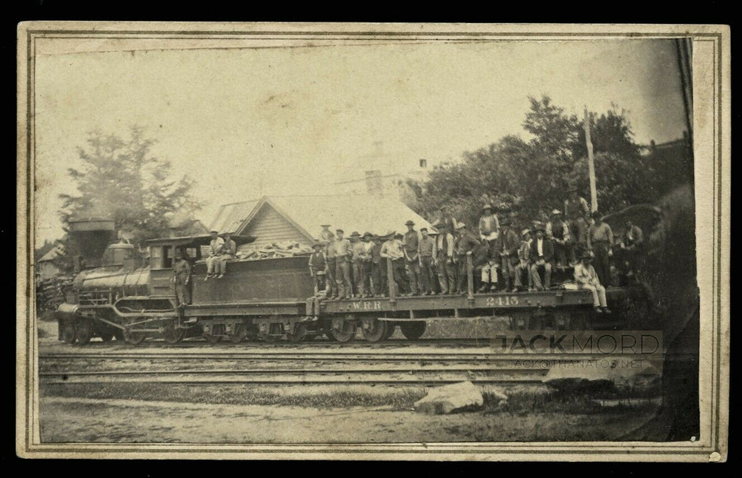 1860s Men Riding WRR Train - Antique 1800s CDV Photo - Locomotive Railroad Int