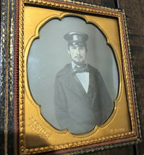 Load image into Gallery viewer, 1/6 Dated Daguerreotype Handsome Man in Slicker Hat Missouri Photographer Outley

